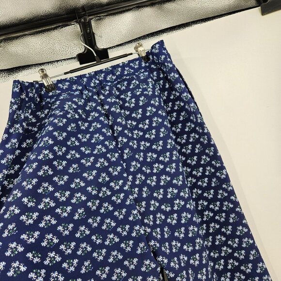 Hill House Pants Blue Floral Print Wide Leg Side Zip Stretch Palazzo Lounge Sz M - Picture 6 of 9